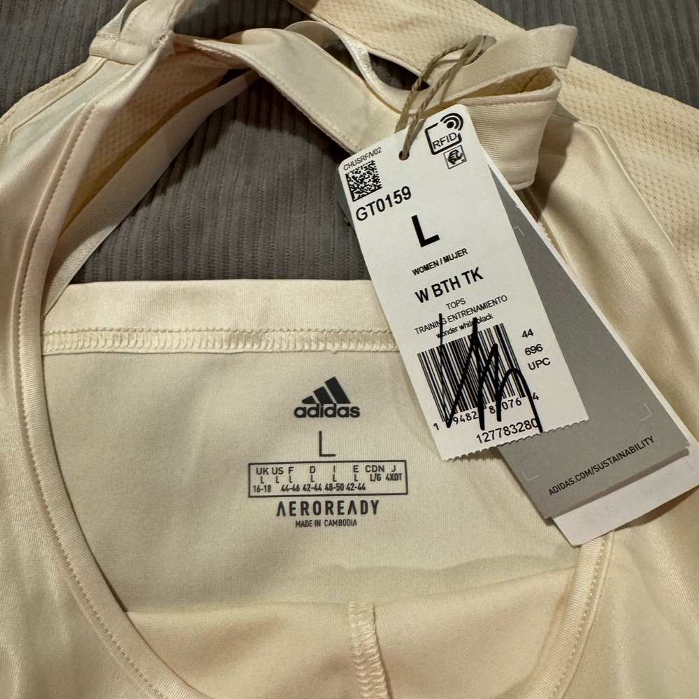 NWT Adidas Aeroready Women's Off-White Tank - Picture 6 of 8
